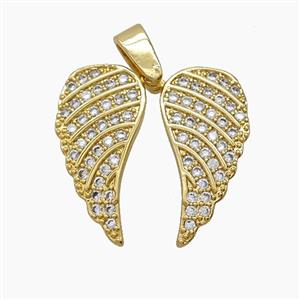 Copper Angelwings Pendant Pave Zirconia 18K Gold Plated, approx 19mm