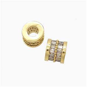 Copper Pendant Pave Zircon, Gold Plated, approx 6.5-7.5mm, 3mm hole