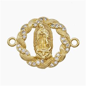 Copper Pendant Pave Zircon, Gold Plated, approx 18mm