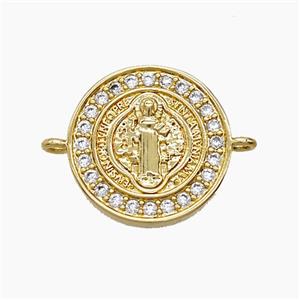 Copper Pendant Pave Zircon, Gold Plated, approx 16mm