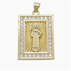 Copper Saint Jude Pendant Pave Zirconia 18K Gold Plated, approx 20-25mm