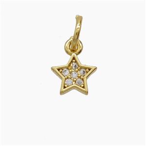 Copper Star Pendant Pave Zirconia 18K Gold Plated, approx 6.5mm