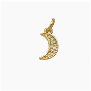 Copper Moon Pendant Pave Zirconia 18K Gold Plated, approx 6-9mm