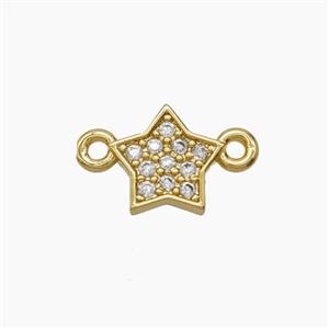 Copper Star Connector Pave Zirconia 18K Gold Plated, approx 9mm