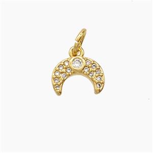 Copper Moon Pendant Pave Zirconia 18K Gold Plated, approx 7-9.5mm