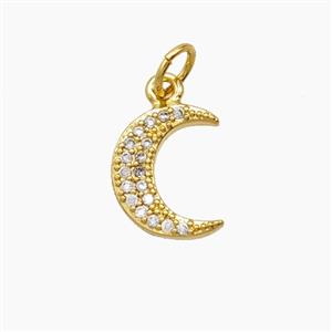 Copper Moon Pendant Pave Zirconia 18K Gold Plated, approx 10-12mm