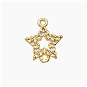 Copper Star Connector Pave Zirconia 18K Gold Plated, approx 12mm