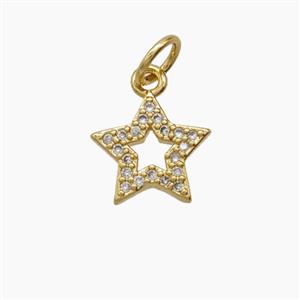 Copper Star Pendant Pave Zirconia 18K Gold Plated, approx 10mm
