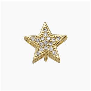 Copper Star Pendant Pave Zirconia 18K Gold Plated, approx 14mm