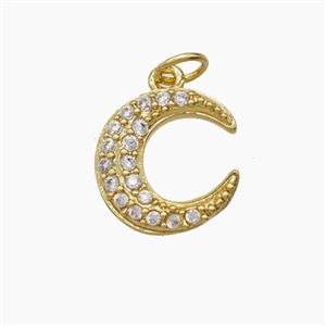 Copper Moon Pendant Pave Zirconia 18K Gold Plated, approx 13mm