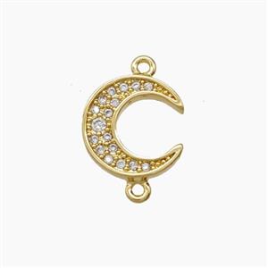 Copper Moon Connector Pave Zirconia 18K Gold Plated, approx 11mm