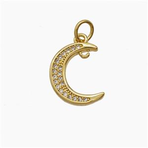 Copper Moon Pendant Pave Zirconia 18K Gold Plated, approx 11-13mm