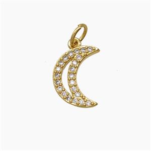Copper Moon Pendant Pave Zirconia 18K Gold Plated, approx 9-12mm