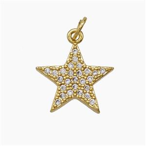 Copper Star Pendant Pave Zirconia 18K Gold Plated, approx 15mm