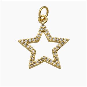 Copper Pendant Pave Zircon, Gold Plated, approx 17.5mm