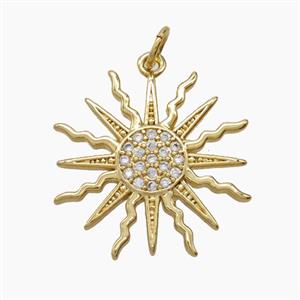 Copper Sun Pendant Pave Zirconia 18K Gold Plated, approx 22mm