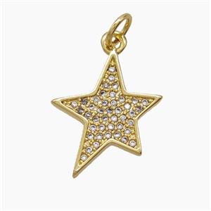 Copper Star Pendant Pave Zirconia 18K Gold Plated, approx 14-18mm