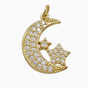 Copper Pendant Pave Zircon, Gold Plated, approx 17-20mm