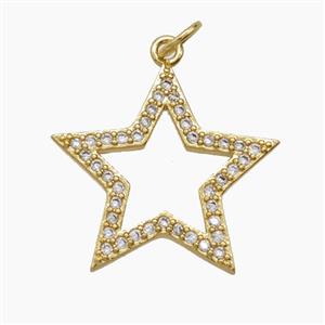 Copper Pendant Pave Zircon, Gold Plated, approx 20mm
