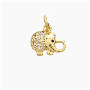 Copper Elephant Pendant Pave Zirconia 18K Gold Plated, approx 8-11mm