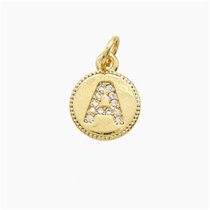 Copper Pendant Pave Zircon, Gold Plated, approx 10mm