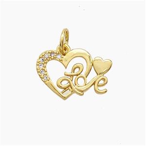 Copper Pendant Pave Zircon, Gold Plated, approx 10-15mm