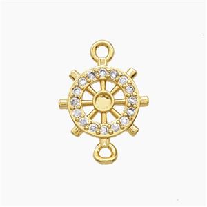 Copper Pendant Pave Zircon, Gold Plated, approx 14mm