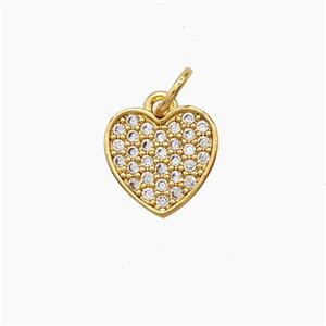 Copper Heart Pendant Pave Zirconia 18K Gold Plated, approx 10mm