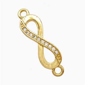 Copper Infinity Connector Pave Zirconia 18K Gold Plated, approx 7-18mm