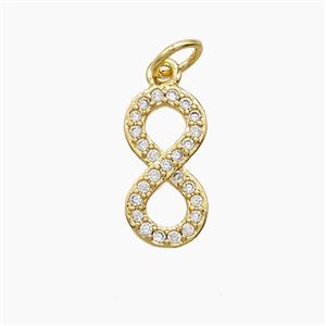 Copper Infinity Pendant Pave Zirconia 18K Gold Plated, approx 7-15mm