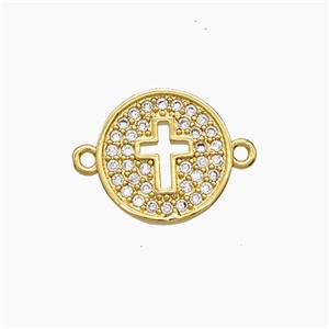 Copper Pendant Pave Zircon, Gold Plated, approx 12.5mm