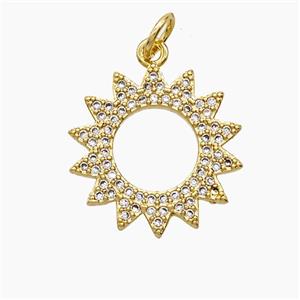 Copper Pendant Pave Zircon, Gold Plated, approx 16mm