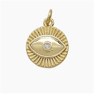 Copper Pendant Pave Zircon, Gold Plated, approx 13mm