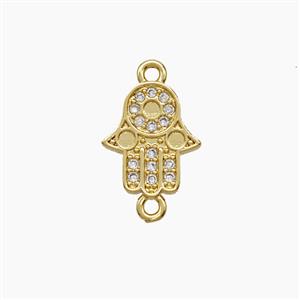 Copper Hamsahand Connector Pave Zirconia 18K Gold Plated, approx 10-12mm