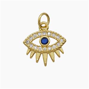 Copper Eye Pendant Pave Zirconia 18K Gold Plated, approx 12-14mm