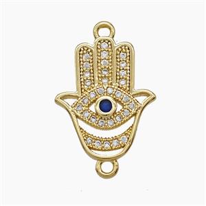 Copper Hamsahand Connector Pave Zirconia 18K Gold Plated, approx 14-18mm