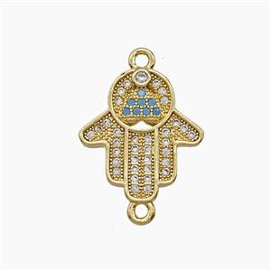 Copper Hamsahand Connector Pave Zirconia 18K Gold Plated, approx 15-16mm