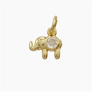 Copper Elephant Pendant Pave Zirconia 18K Gold Plated, approx 6-8mm
