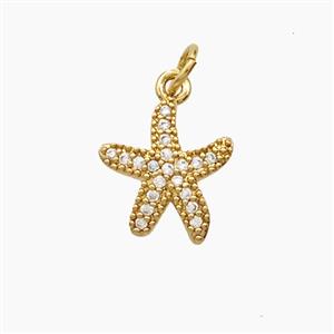 Copper Starfish Pendant Pave Zirconia 18K Gold Plated, approx 12mm