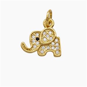 Copper Elephant Pendant Pave Zirconia 18K Gold Plated, approx 9-12mm