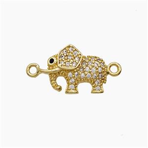 Copper Elephant Connector Pave Zirconia 18K Gold Plated, approx 10-12mm