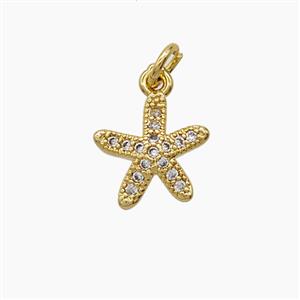 Copper Starfish Pendant Pave Zirconia 18K Gold Plated, approx 11mm