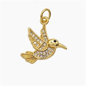Copper Birds Pendant Pave Zirconia 18K Gold Plated, approx 13-16mm
