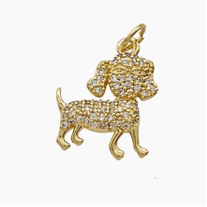 Copper Dog Pendant Pave Zirconia 18K Gold Plated, approx 15mm
