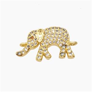 Copper Elephant Connector Pave Zirconia 18K Gold Plated, approx 10-18mm