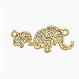 Copper Elephant Pendant Pave Zirconia 18K Gold Plated, approx 8-16mm