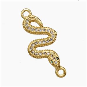 Copper Snake Connector Pave Zirconia 18K Gold Plated, approx 10-19mm