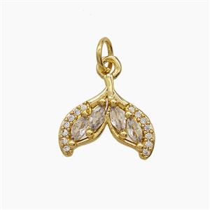 Copper Mermaid-Tail Pendant Pave Zirconia 18K Gold Plated, approx 12-13.5mm