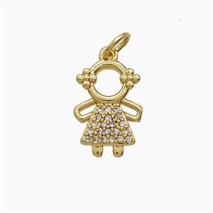 Copper Kids Girls Pendant Pave Zirconia 18K Gold Plated, approx 10-14mm