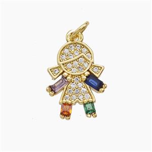 Copper Kids Girls Pendant Pave Zirconia 18K Gold Plated, approx 12-15mm